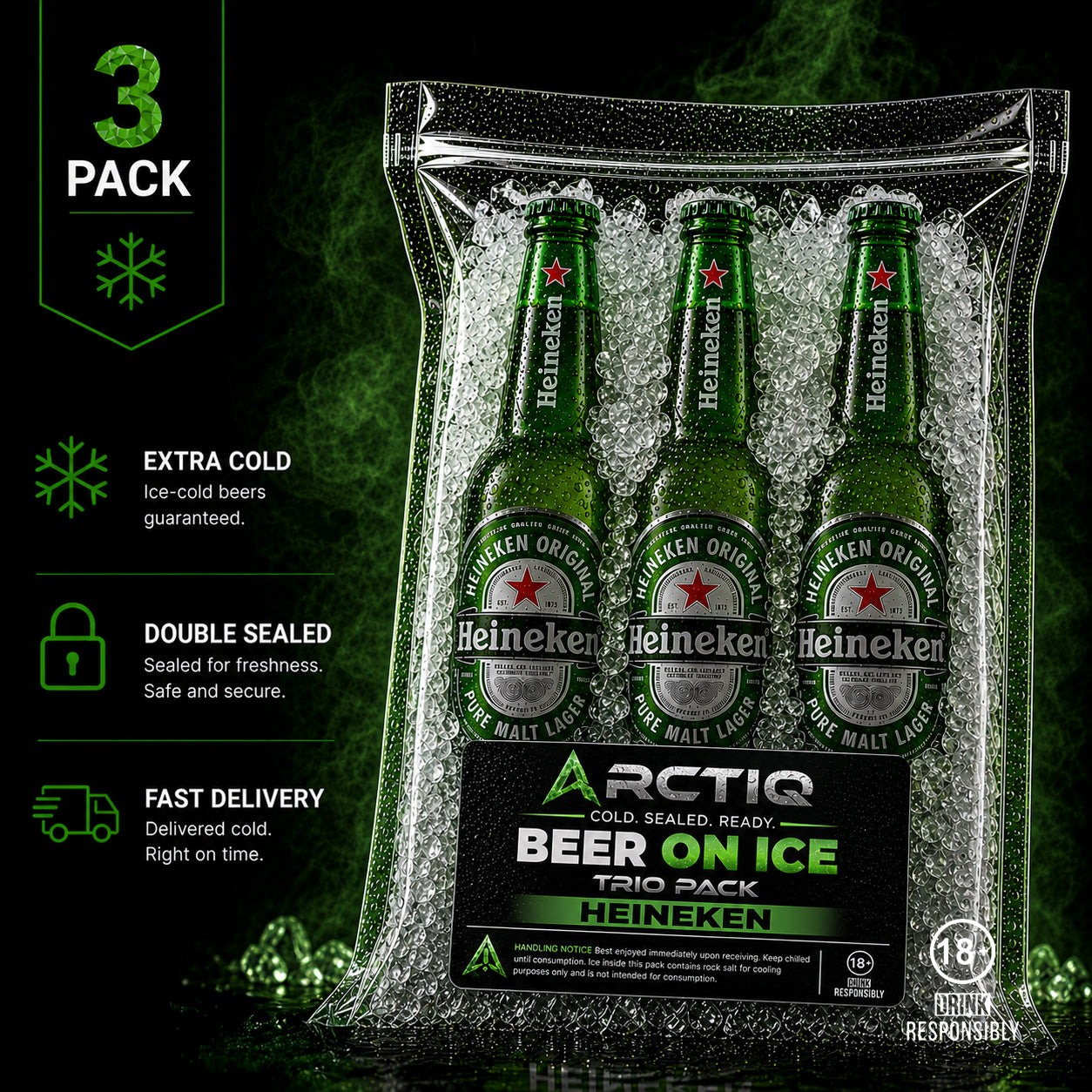 Beer On Ice | Heineken Pure Malt Lager Trio Pack 330ml