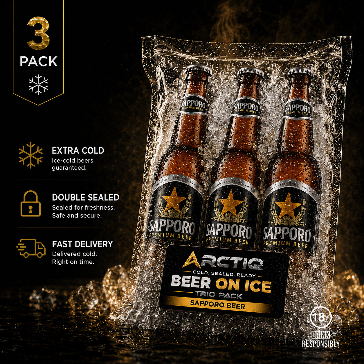 Beer On Ice | Sapporo Premium Beer Trio Pack 330ml