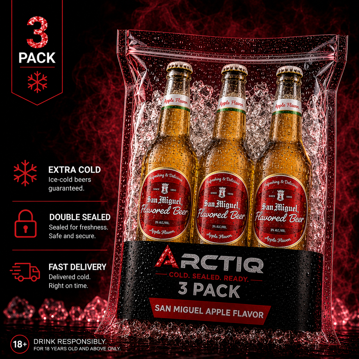 ARCTIQ Beer On Ice | San Miguel Apple Trio Pack 330ml