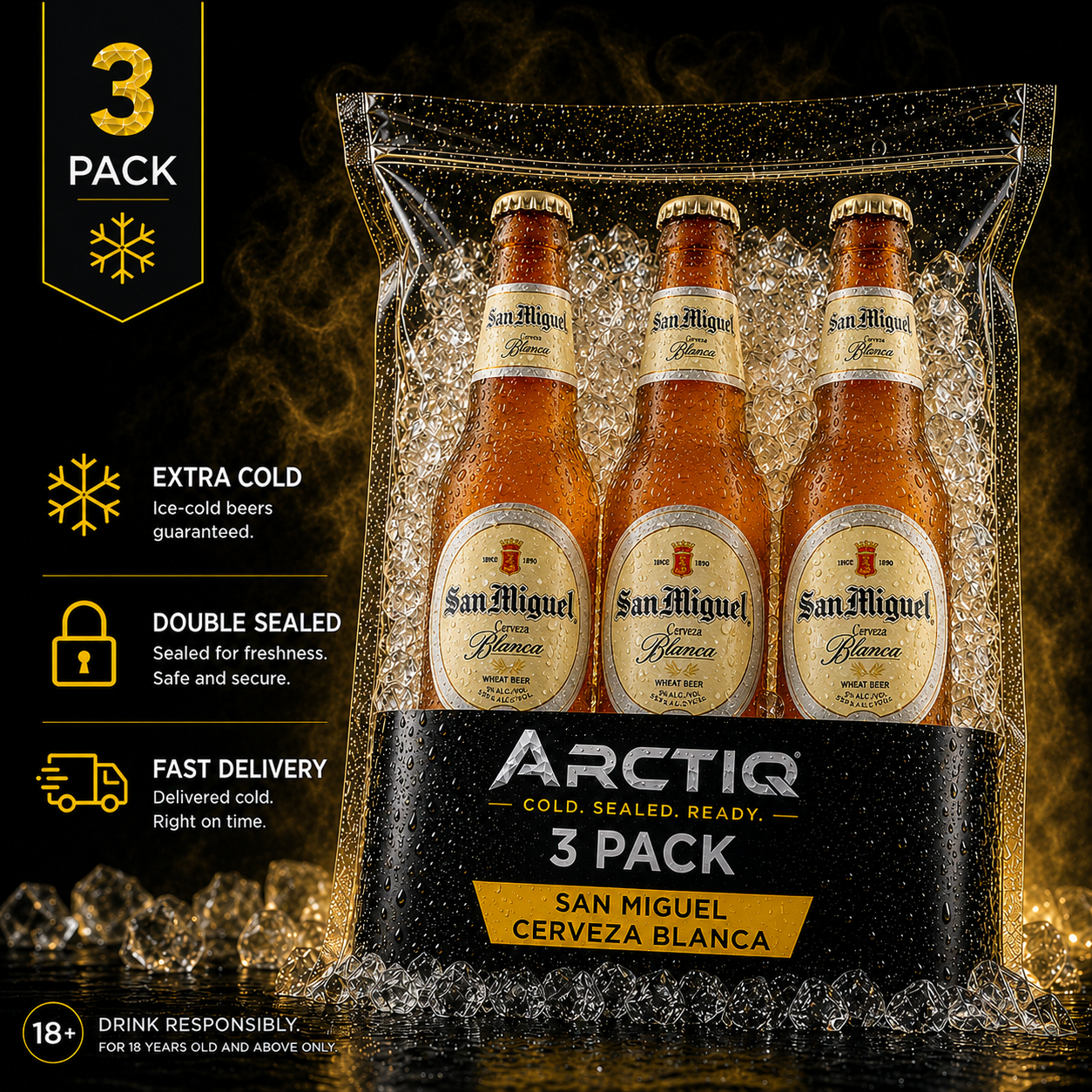 ARCTIQ Beer On Ice | San Miguel Cerveza Blanca Wheat Beer Trio Pack 330ml