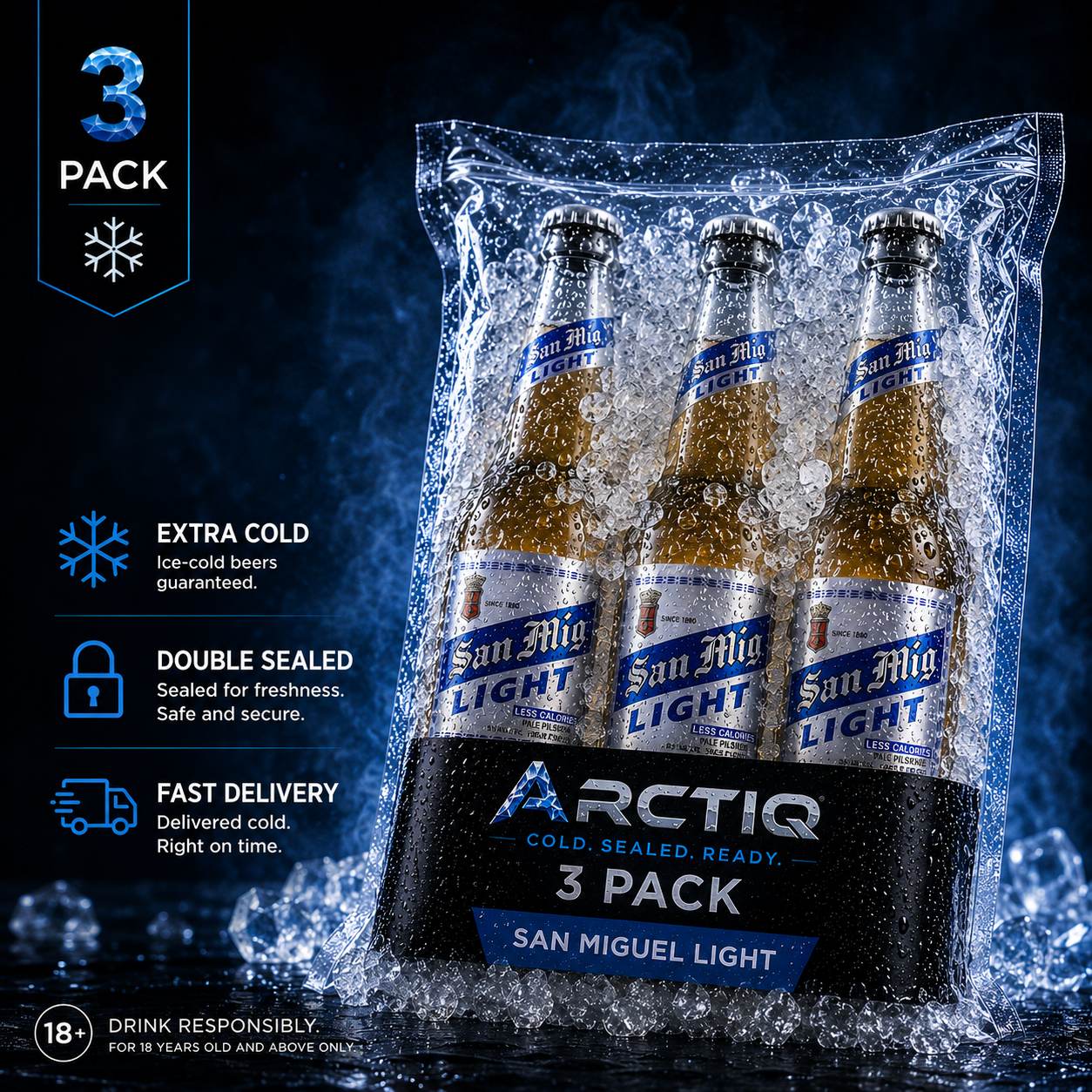 ARCTIQ Beer On Ice | San Miguel Light Trio Pack 330ml