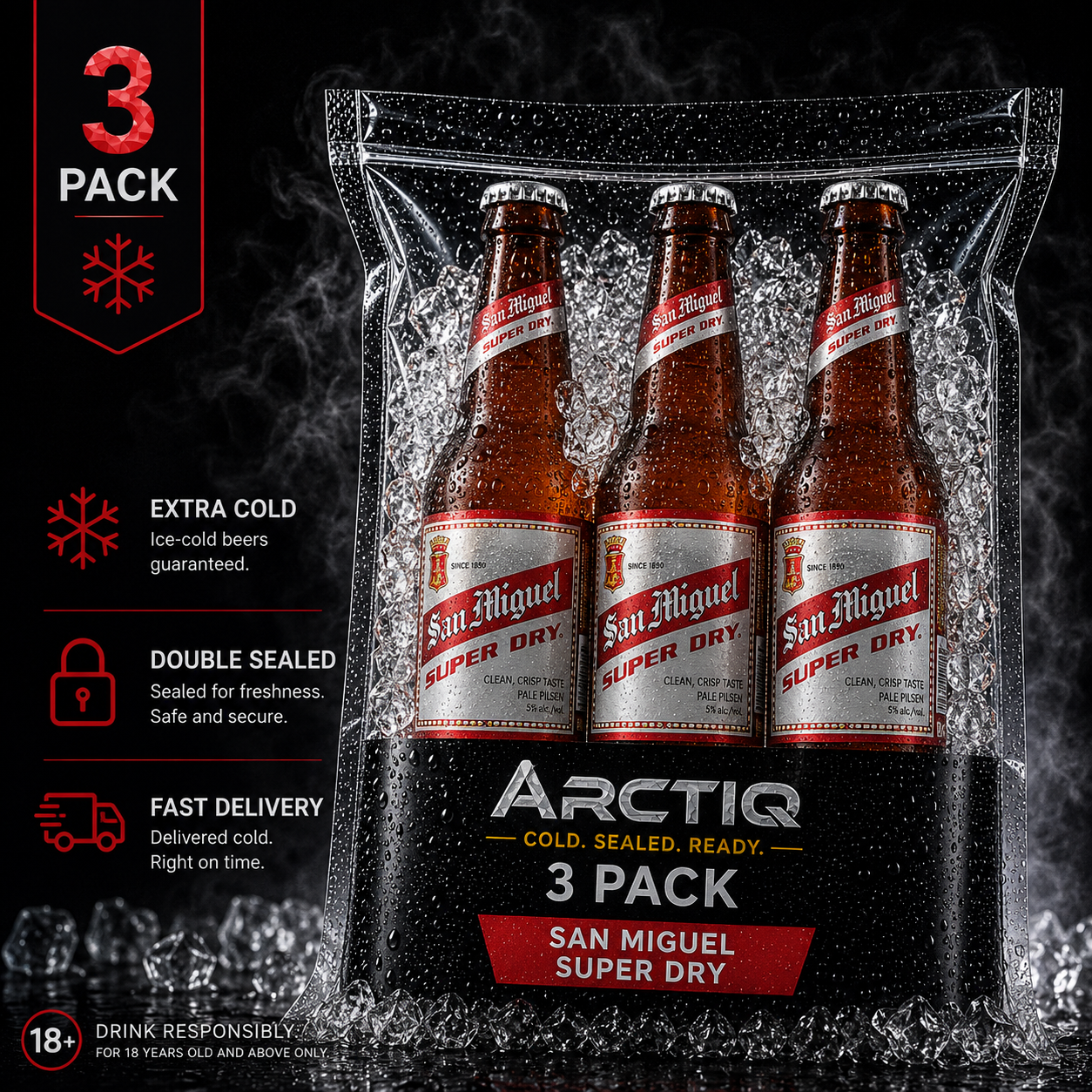 ARCTIQ Beer On Ice | San Miguel Super Dry Trio Pack 330ml